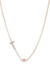 Meshmerise Bezel Diamond Initial Chain Necklace In Rose-t