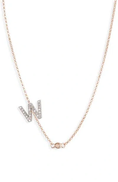 Meshmerise Bezel Diamond Initial Chain Necklace In Rose-w