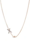 Meshmerise Bezel Diamond Initial Chain Necklace In Rose-x