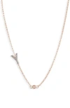 Meshmerise Bezel Diamond Initial Chain Necklace In Rose-y