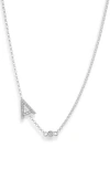 Meshmerise Bezel Diamond Initial Chain Necklace In White-a