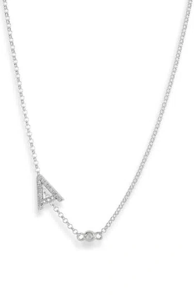 Meshmerise Bezel Diamond Initial Chain Necklace In White-a