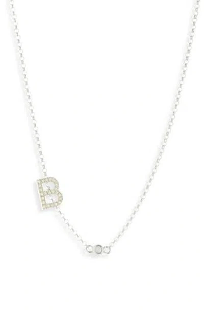 Meshmerise Bezel Diamond Initial Chain Necklace In White-b