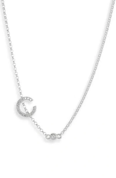 Meshmerise Bezel Diamond Initial Chain Necklace In White-c