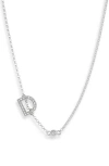 Meshmerise Bezel Diamond Initial Chain Necklace In White-d