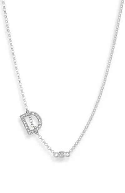 Meshmerise Bezel Diamond Initial Chain Necklace In White-d