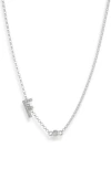 Meshmerise Bezel Diamond Initial Chain Necklace In White-f