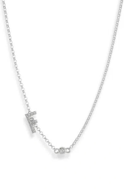 Meshmerise Bezel Diamond Initial Chain Necklace In Metallic
