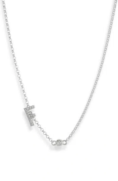 Meshmerise Bezel Diamond Initial Chain Necklace In White-f