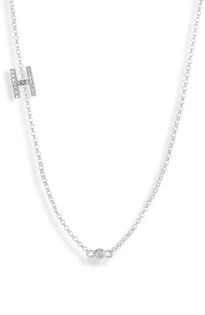 Meshmerise Bezel Diamond Initial Chain Necklace In White-h