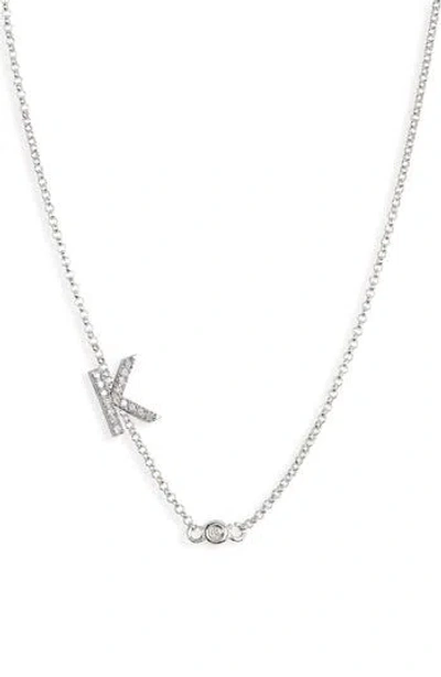 Meshmerise Bezel Diamond Initial Chain Necklace In White-k