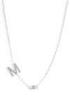 Meshmerise Bezel Diamond Initial Chain Necklace In White-m