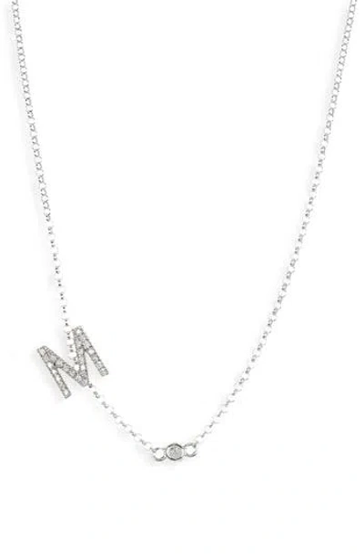 Meshmerise Bezel Diamond Initial Chain Necklace In White-m