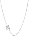 Meshmerise Bezel Diamond Initial Chain Necklace In White-n
