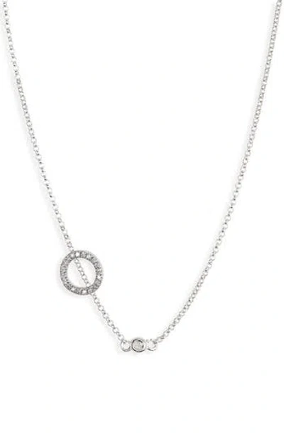 Meshmerise Bezel Diamond Initial Chain Necklace In White-o
