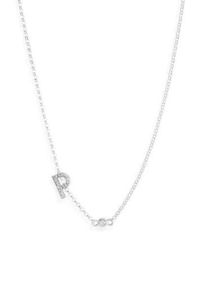 Meshmerise Bezel Diamond Initial Chain Necklace In White-p