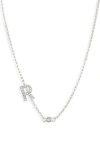 Meshmerise Bezel Diamond Initial Chain Necklace In White-r