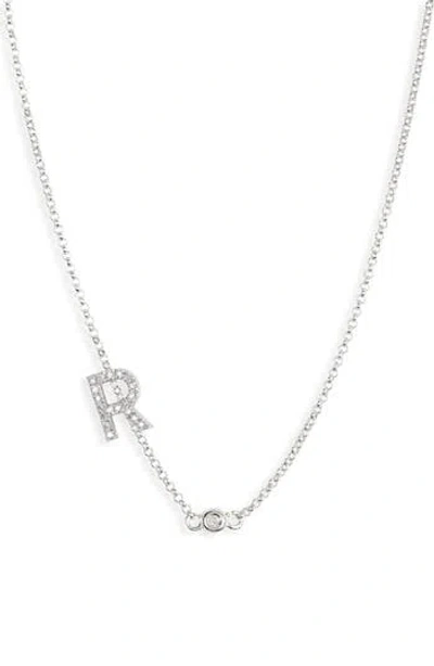 Meshmerise Bezel Diamond Initial Chain Necklace In White