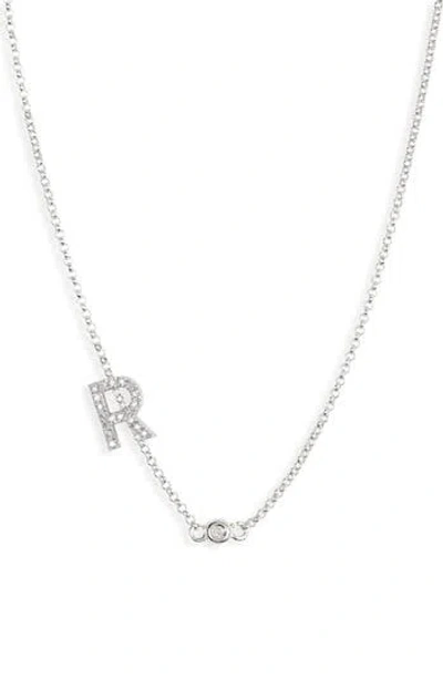 Meshmerise Bezel Diamond Initial Chain Necklace In White-r