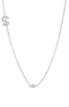 Meshmerise Bezel Diamond Initial Chain Necklace In White-s