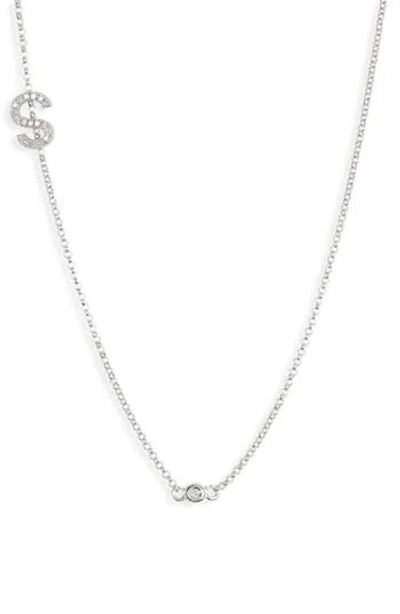 Meshmerise Bezel Diamond Initial Chain Necklace In White-s