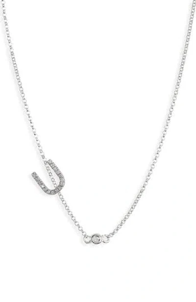Meshmerise Bezel Diamond Initial Chain Necklace In White-u