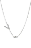 Meshmerise Bezel Diamond Initial Chain Necklace In White-v