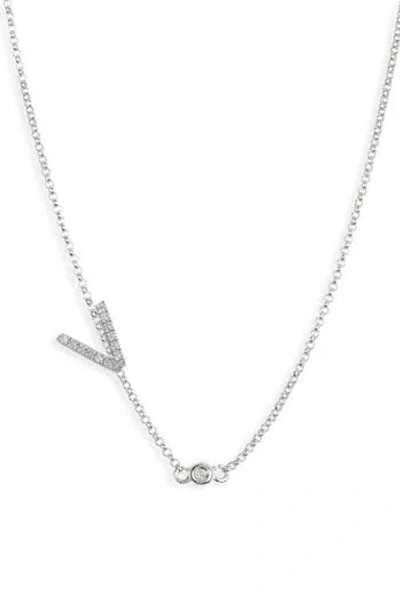 Meshmerise Bezel Diamond Initial Chain Necklace In White