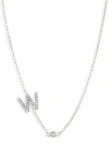 Meshmerise Bezel Diamond Initial Chain Necklace In White-w