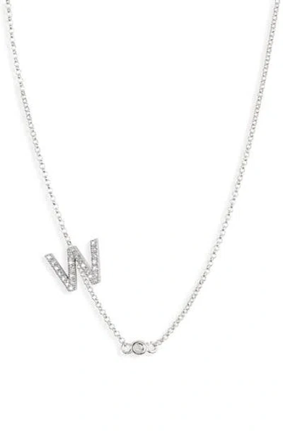 Meshmerise Bezel Diamond Initial Chain Necklace In White-w