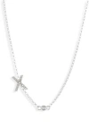 Meshmerise Bezel Diamond Initial Chain Necklace In White-x