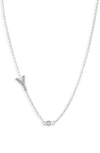 Meshmerise Bezel Diamond Initial Chain Necklace In White-y