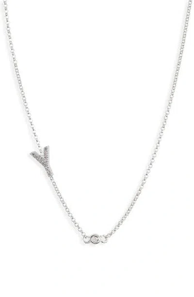 Meshmerise Bezel Diamond Initial Chain Necklace In Gray