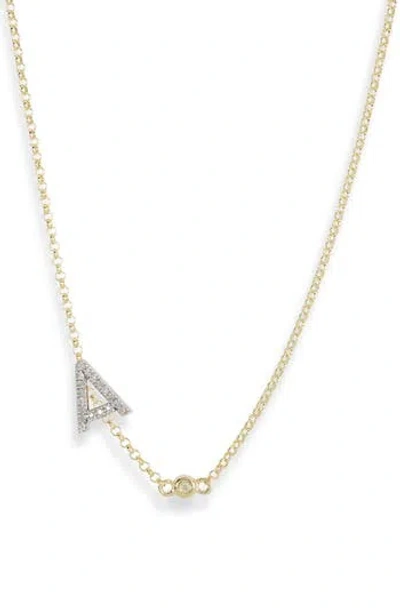Meshmerise Bezel Diamond Initial Chain Necklace In Yellow-a