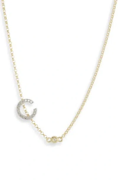 Meshmerise Bezel Diamond Initial Chain Necklace In Gold