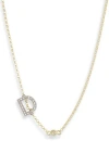 Meshmerise Bezel Diamond Initial Chain Necklace In Yellow-d
