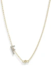 Meshmerise Bezel Diamond Initial Chain Necklace In Yellow-f