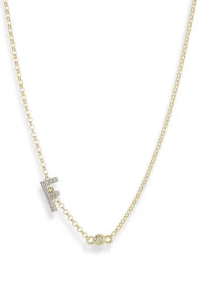 Meshmerise Bezel Diamond Initial Chain Necklace In Yellow-f