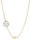 Meshmerise Bezel Diamond Initial Chain Necklace In Yellow-g