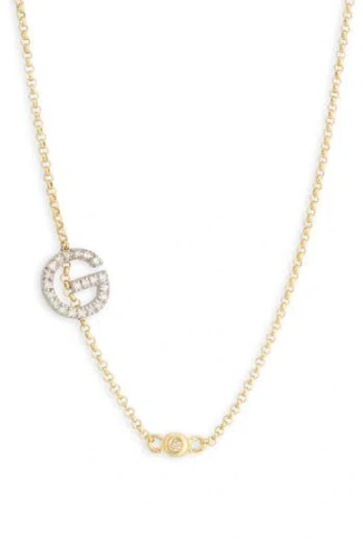 Meshmerise Bezel Diamond Initial Chain Necklace In Yellow-g