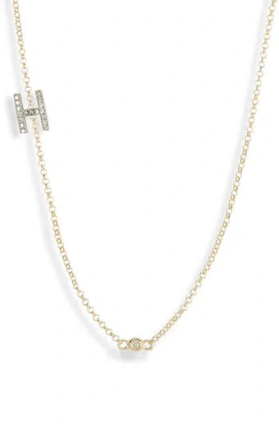 Meshmerise Bezel Diamond Initial Chain Necklace In Gold