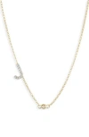 Meshmerise Bezel Diamond Initial Chain Necklace In Yellow-j