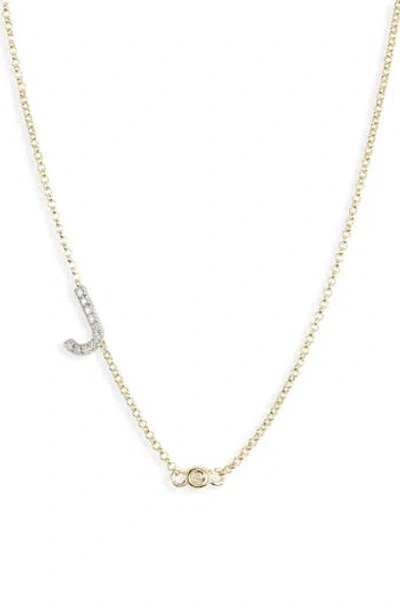 Meshmerise Bezel Diamond Initial Chain Necklace In Gold