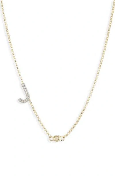 Meshmerise Bezel Diamond Initial Chain Necklace In Yellow-j