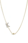 Meshmerise Bezel Diamond Initial Chain Necklace In Yellow-k
