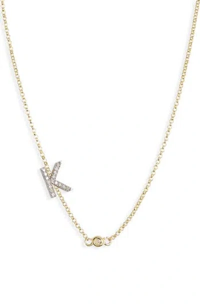 Meshmerise Bezel Diamond Initial Chain Necklace In Yellow-k