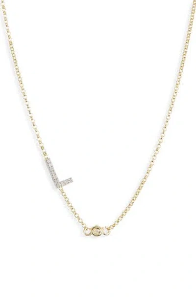 Meshmerise Bezel Diamond Initial Chain Necklace In Yellow-l