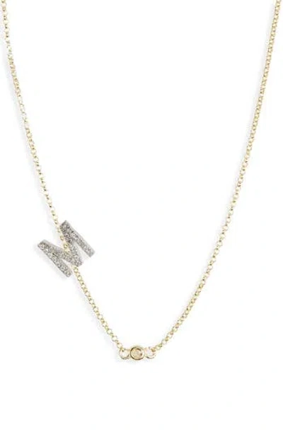 Meshmerise Bezel Diamond Initial Chain Necklace In Yellow-m