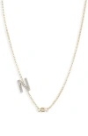 Meshmerise Bezel Diamond Initial Chain Necklace In Yellow-n
