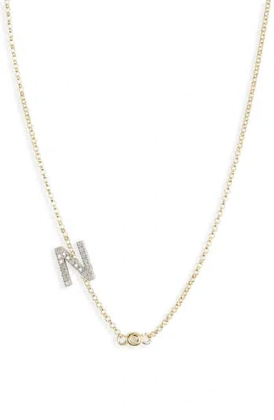 Meshmerise Bezel Diamond Initial Chain Necklace In Yellow-n